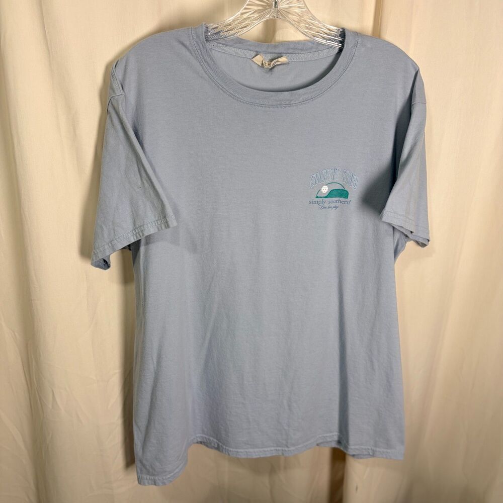 Simply Southern Country Club Pickleball Dog T-Shirt Light Blue Short Sleeve LG - Picture 2 of 8